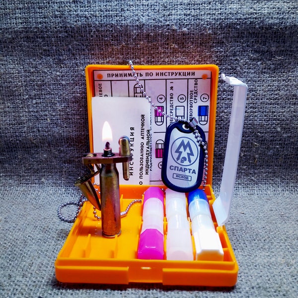 Stalker set Vintage Petrol Lighter Steampunk Metro 2033 stalker Petrol Lighter the USSR First Aid Kit token Merto SPARTA