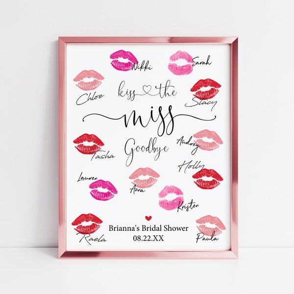 Printable Kiss The Miss Goodbye Sign Editable Template PDF, INSTANT DOWNLOAD