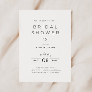 Printable Bridal Shower Invitation Simple, Bridal Shower Invitation Minimal, Bridal Shower Invitation Modern Bridal Shower Invite Minimalist