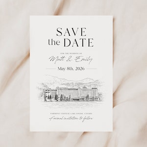 Custom Venue Sketch Save The Date, Save The Date Announcement with Venue Sketch, Venue Sketch Save The Date, Venue Illustration, Simple