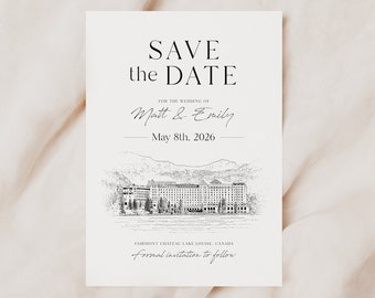 Venue Sketch Save The Date PRINTED, Save The Date Announcement with Venue Sketch, Venue Sketch Save The Date, Venue Illustration, Simple