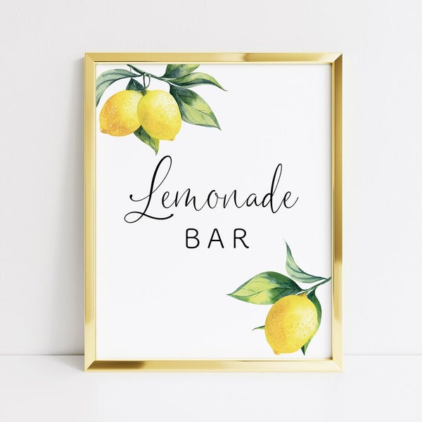 Printable Lemonade Bar Sign, Lemon Bridal Shower Signs, Lemon Wedding Signs, Lemonade Bar Ideas, Lemonade Beverage Station, Lemon Shower 001