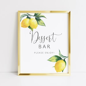 Printable Lemon Dessert Bar Table Signage, Bridal Shower Dessert Sign, Wedding Signs, Lemon Dessert Sign, Lemon Bridal Shower, 001