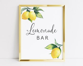 Druckbare Lemonade Bar Zeichen, Lemon Brautparty Schilder, Lemon Hochzeitsschilder, Lemonade Bar Ideen, Lemonade Getränkestation, Lemon Shower 001