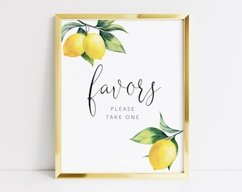 Printable Lemon Favors Sign, Lemon Bridal Shower Signs, Lemon Wedding Shower Decor, Lemon Wedding Ideas, Lemon Wedding Sign, Lemon Theme 001