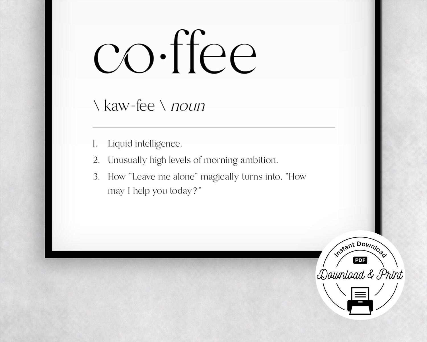 Printable Coffee Definition Funny Coffee Quote Funny Funny Etsy