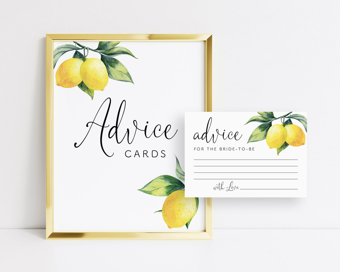 Printable Advice Cards Sign and Advice Card, Lemon Advice Cards, Lemon ...