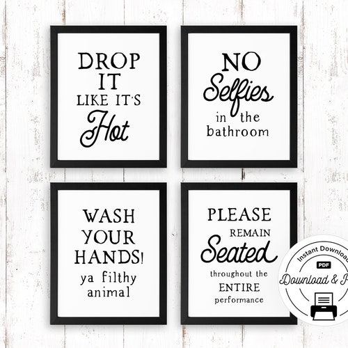 Funny Bathroom Sign set of 4 INSTANT DOWNLOAD Funny - Etsy Funny Bathroom Sign set of 4 INSTANT DOWNLOAD Funny - Etsy