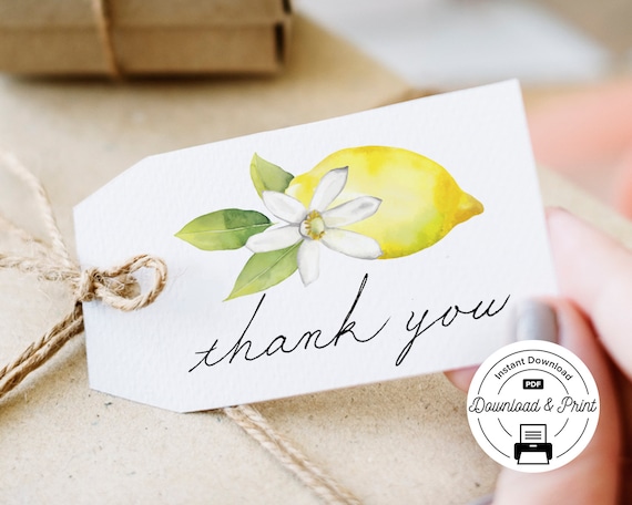 Lemon Bridal Shower Thank You Favor Tags Lemon Favors Lemon Theme Bridal Shower Lemon Favor Tag Lemon Thank you tags Instant Download