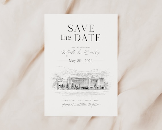 Custom Venue Sketch Save The Date, Save The Date Announcement with Venue Sketch, Venue Sketch Save The Date, Venue Illustration, Simple