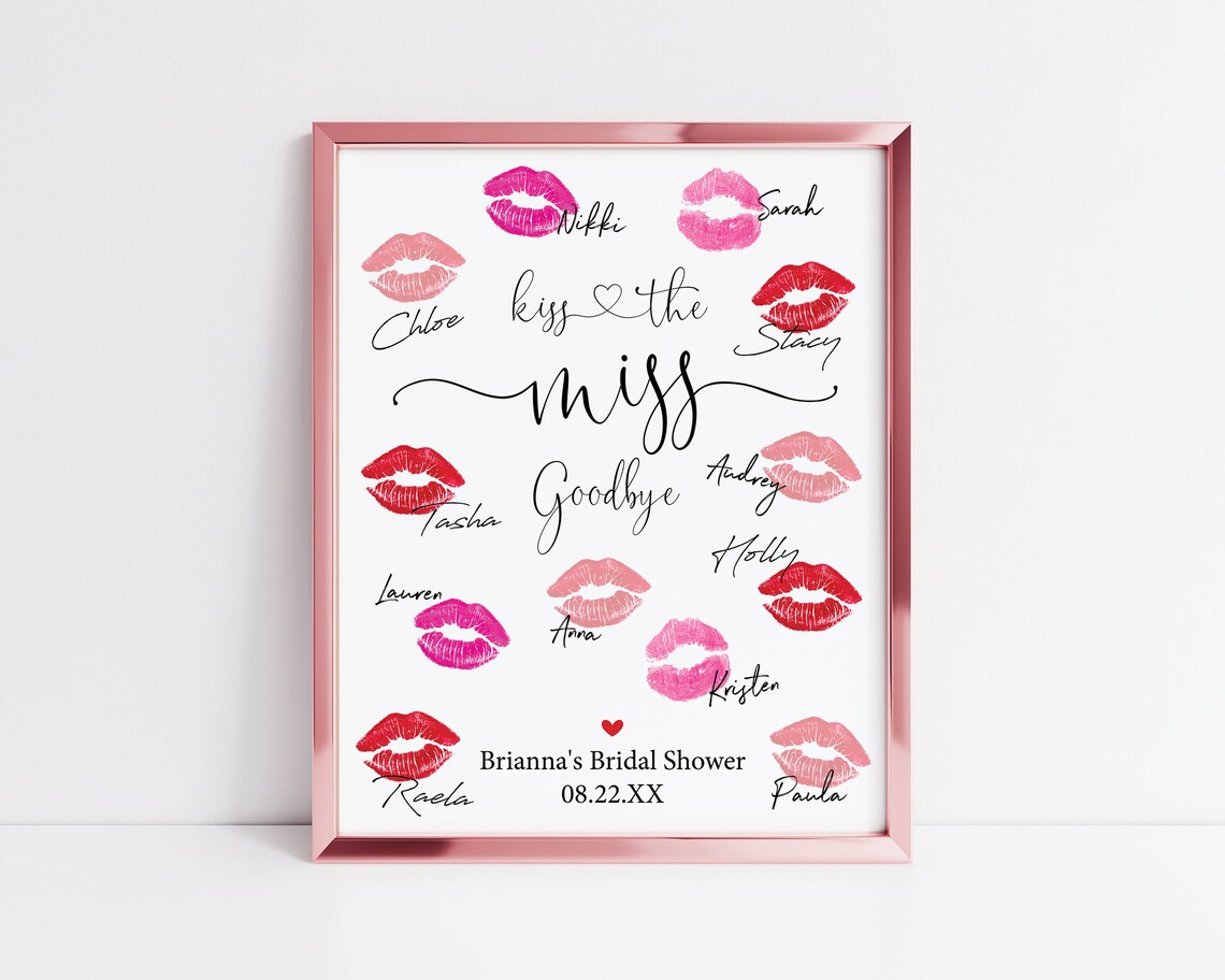 Printable Kiss The Miss Goodbye Sign Editable Template PDF Etsy