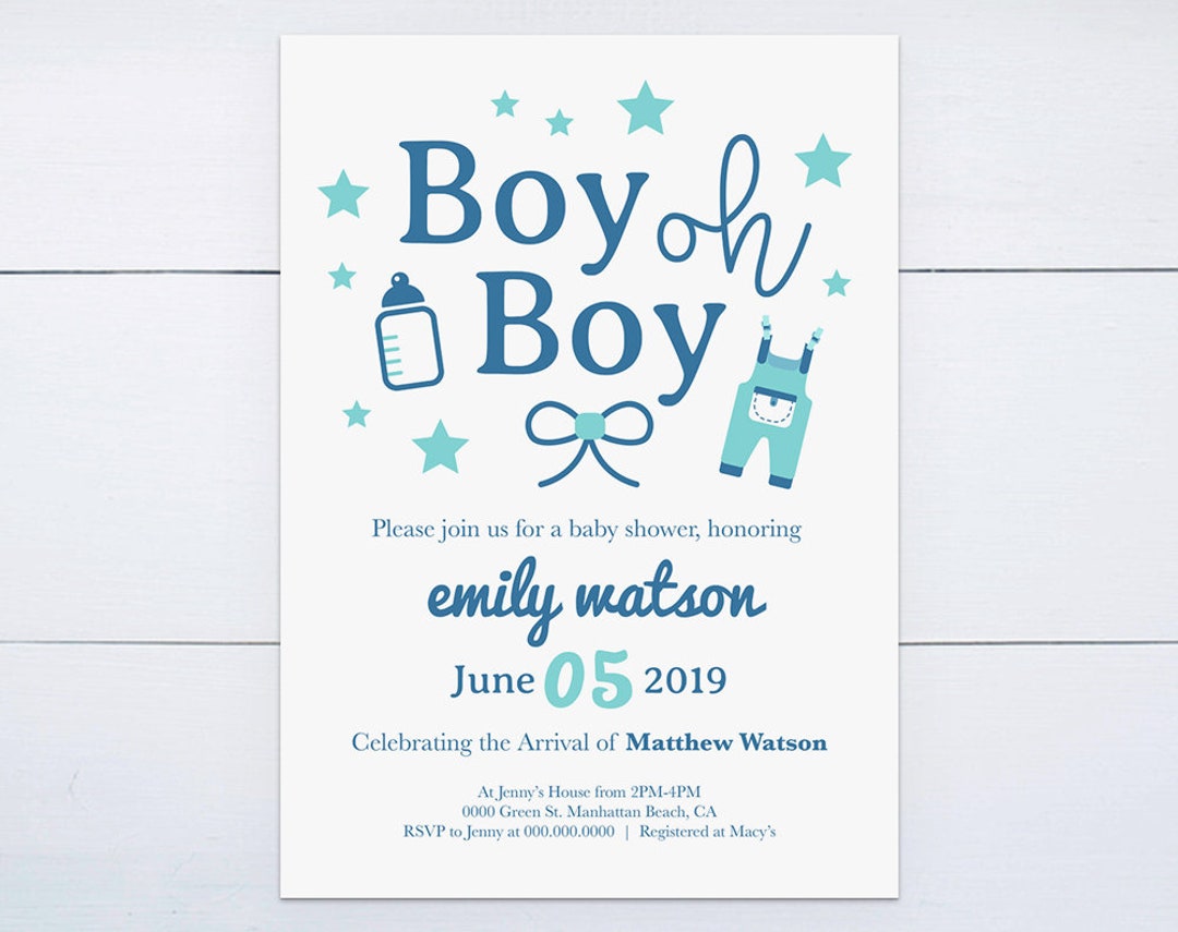 Printable Baby Shower Invitation Boy - Etsy