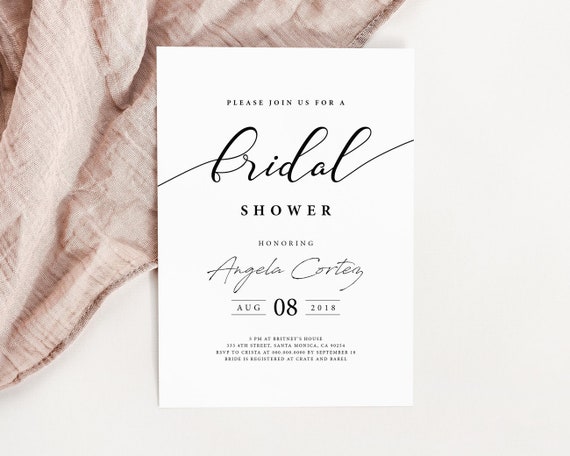 Printable Modern Bridal Shower Invitation, Modern Bridal Shower Invite, Bridal Shower Invitation Simple, Elegant Invitation