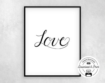 Signo de amor imprimible, decoración de la habitación del dormitorio con impresión de amor, arte de la pared de la decoración del dormitorio, arte de la pared del dormitorio, impresión de citas, arte imprimible, cita inspiradora