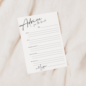 Printable 'advice for the Bride-to-be' Cards Bridal - Etsy