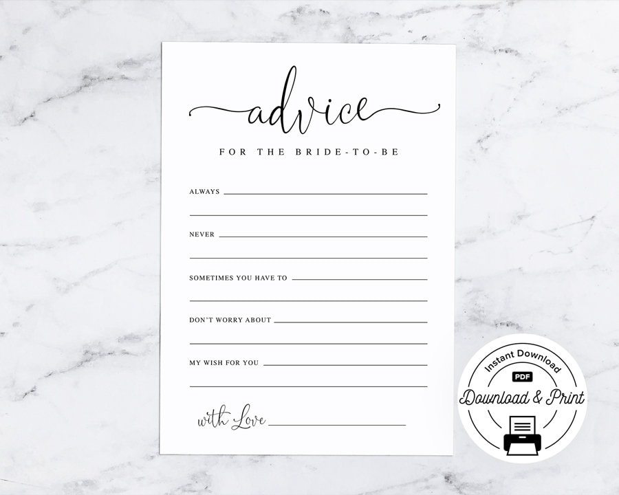 Printable 'advice for the Bride-to-be' Cards, Bridal Shower Games, Bridal Shower Advice Cards, Bridal Shower Advice Notecards, Bride-to-be - Etsy printable-advice-for-the-bride-to-be-cards-bridal-shower-games-bridal-shower-advice-cards-bridal-shower-advice-notecards-bride-to-be-etsy