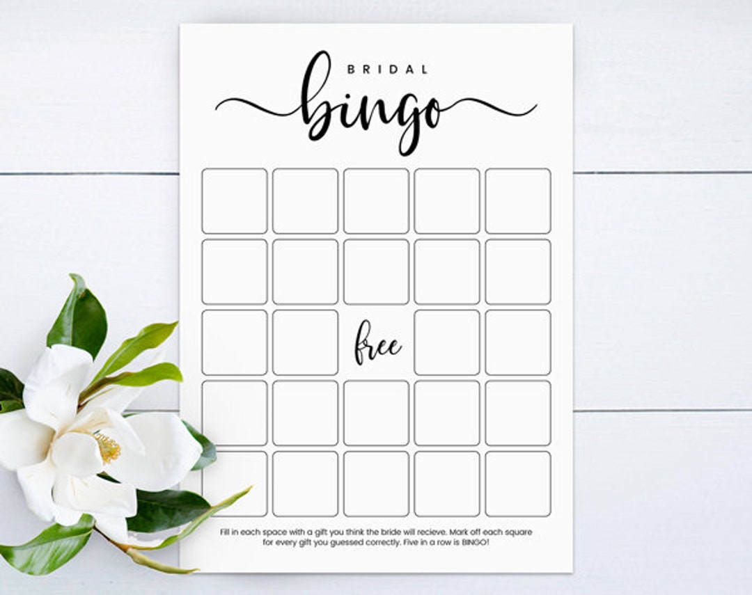 Printable Bridal Shower Bingo, Printable Bridal Shower Games, Instant ...