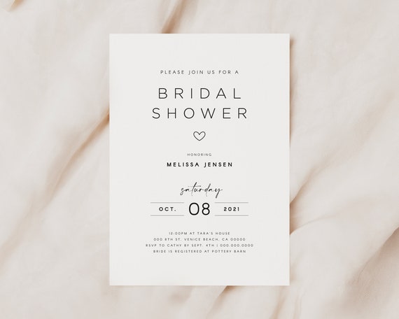 Printable Bridal Shower Invitation Simple Bridal Shower | Etsy