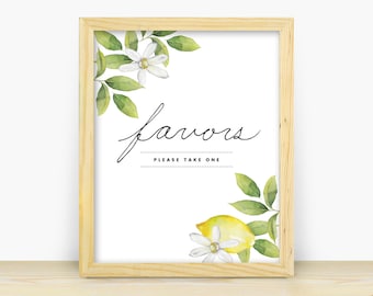 Printable Lemon Favors sign, Lemon Bridal Shower Sign, Lemon Bridal Shower Decor