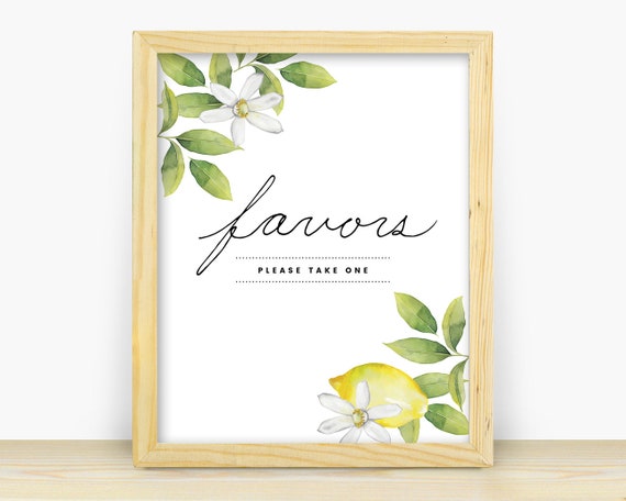 Printable Lemon Favors sign, Lemon Bridal Shower Sign, Lemon Bridal Shower Decor
