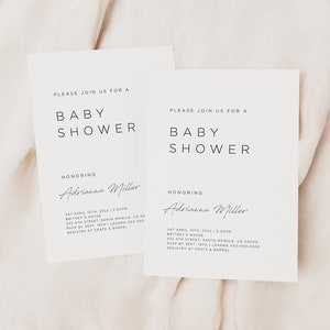Printable Baby Shower Invitation Simple, Baby Shower Invitation Minimal ...