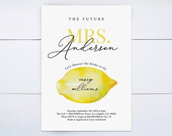 Lemon Bridal Shower Invitation Lemon Bridal Shower Decor Lemon Decor Lemon Invitation Lemon Invite Bridal Shower The Future Mrs Invitation