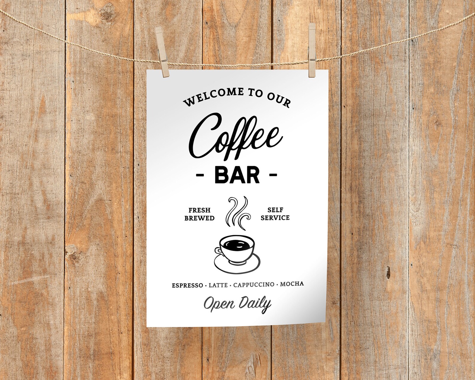 Printable Minimalist Vintage Coffee Sign, Coffee Bar Sign Printable ...