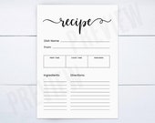 Printable Recipe Card, Bridal Shower Recipe Cards, Recipe Card Bridal Shower, Bridal Shower Games, Printable Recipe Note Card, Bridal