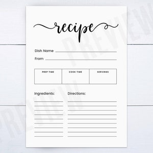 Printable Recipe Card, Bridal Shower Recipe Cards, Recipe Card Bridal Shower, Bridal Shower Games, Printable Recipe Note Card, Bridal