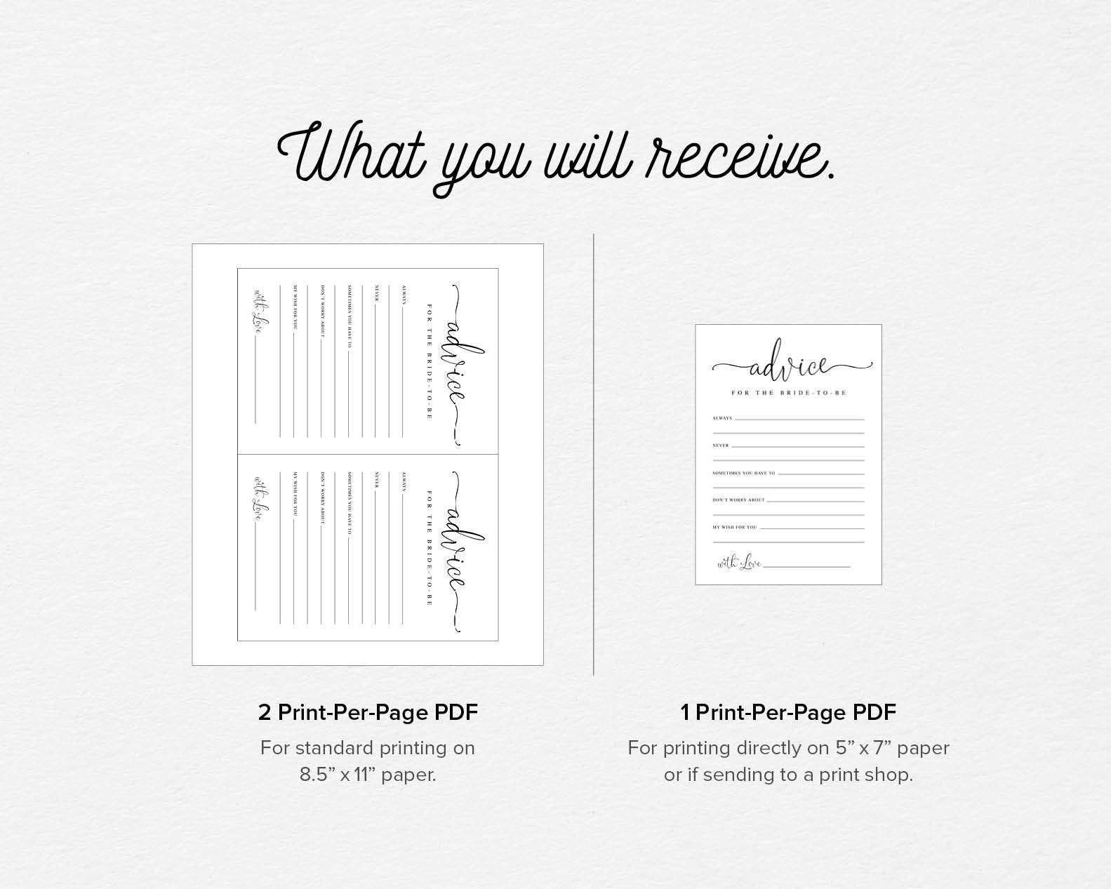 Printable 'advice for the Bride-to-be' Cards Bridal | Etsy