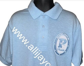 Pearlette Light Blue Embroidered Polo