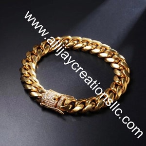 Stainless Steel & Cubic Ziconion Gold Bracelet.