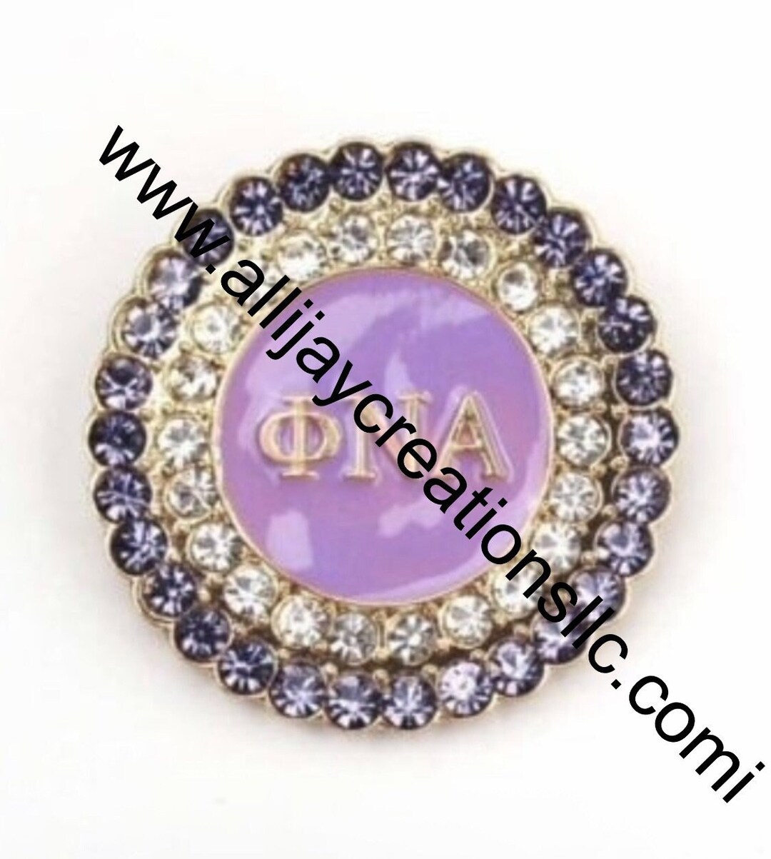 Phi Nu Alpha Circular Rhinestone Brooch - Etsy