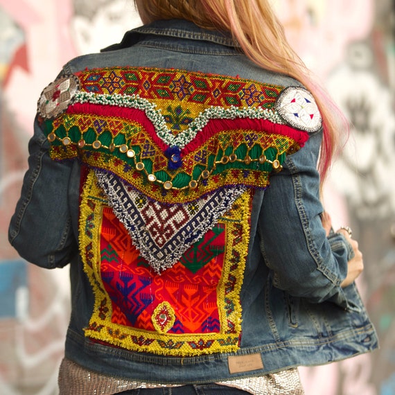 tribal embroidered jeans