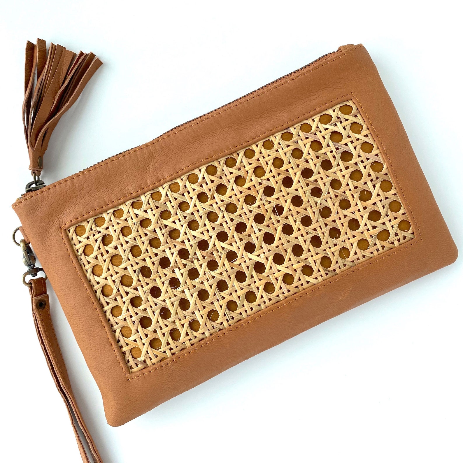 Rattan Clutch Wicker Clutch Rattan Wristlet Boho Wallet Etsy