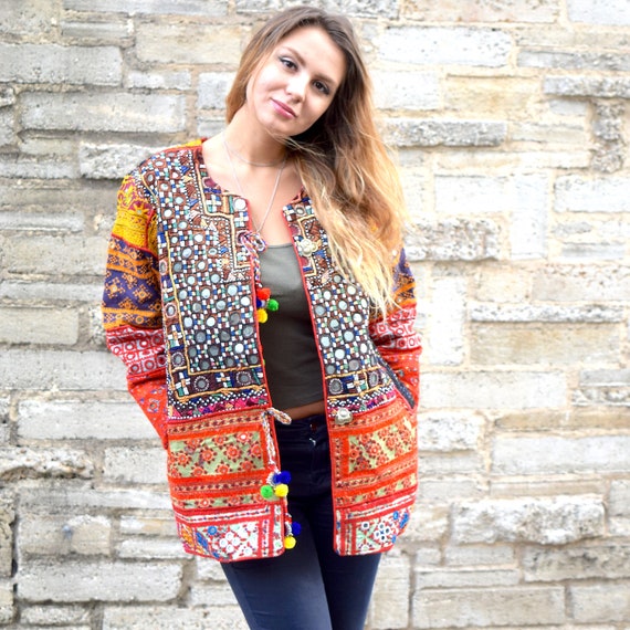 Embellished Banjara Jacket Boho Embroidered Jacket Indian Jacket Festival Fashion Vintage Embroidered Coat - 