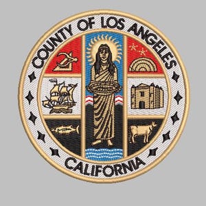 LA Los Angeles County Robbe Stickdatei 3 Größen .dst .pes .jef .exp 2.5", 3.5", 4.5"