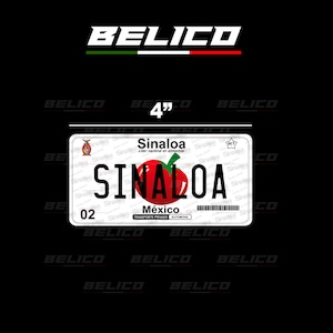 Placa Estado Sinaloa 4&quot; Vinyl Helmet Hard Hat Sticker
