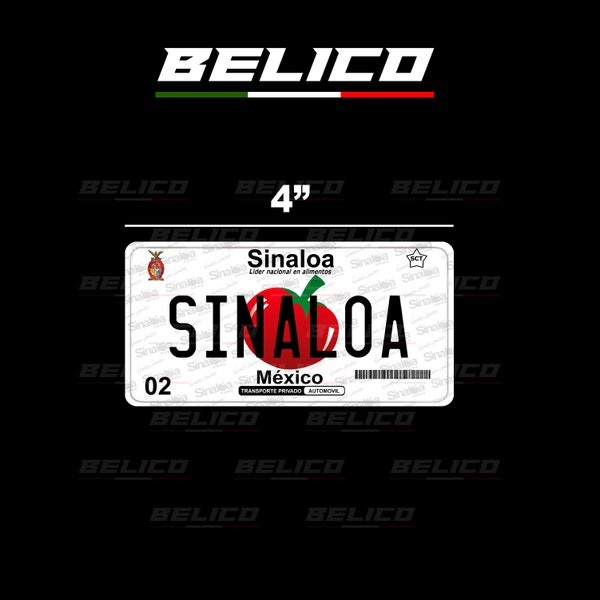 Placa Estado Sinaloa 4" Vinyl Helmet Hard Hat Sticker