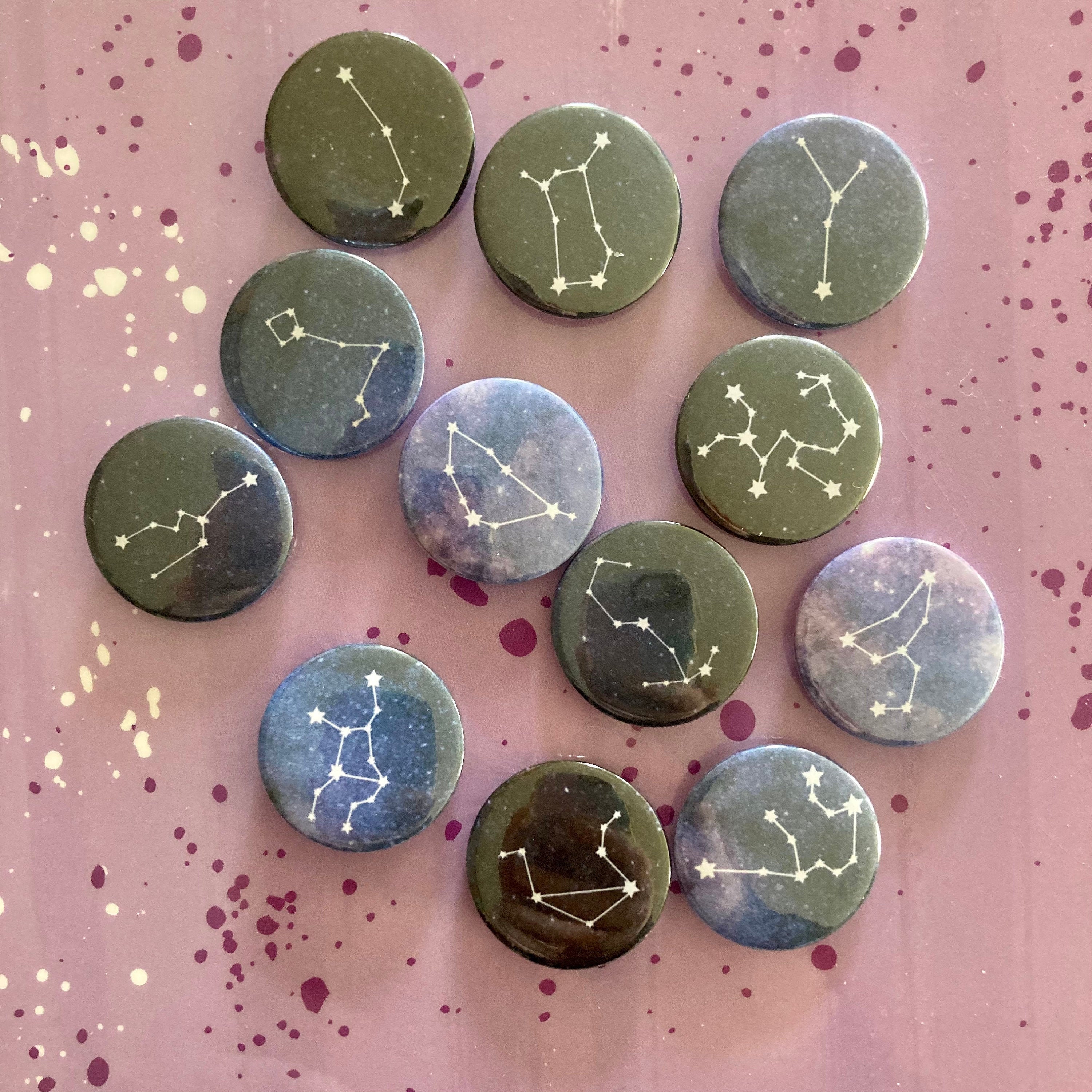 Zodiac sign pinback button