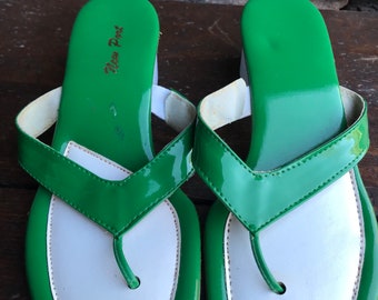Green sandals | Etsy