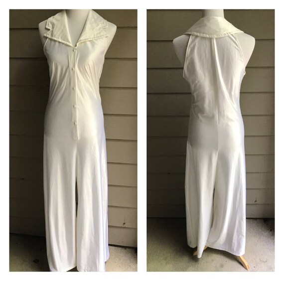 satin jumpsuit white