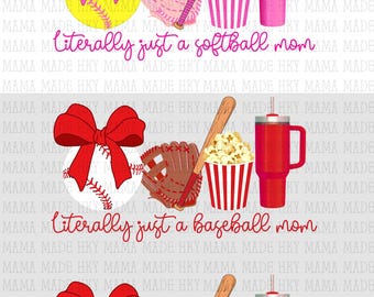 Baseball, Softball, Tball Mom, Schleife, Bundle - PNG (Digitale Datei)