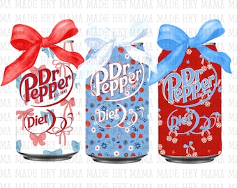 Vierter Juli, Diet Dr Pepper, Soda, rot, weiß und blau, Sommer, Getränk, Kokette, Bögen, png