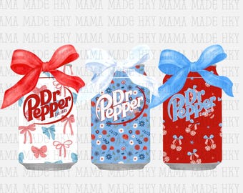 Dr Pepper 4th of July Soda Bows, Red White & Blue PNG (Digital File)