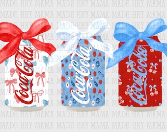 Coca Cola 4th of July Soda Bows, Red White & Blue PNG (Digital File)
