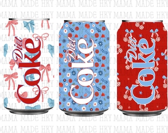 Coca-Cola Light 4 de julio PNG SVG: Lazos coquetos rojos, blancos y azules