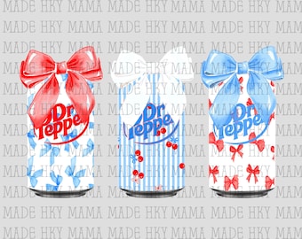 Dr Pepper 4th of July Soda Bows, Red White & Blue PNG Digital File