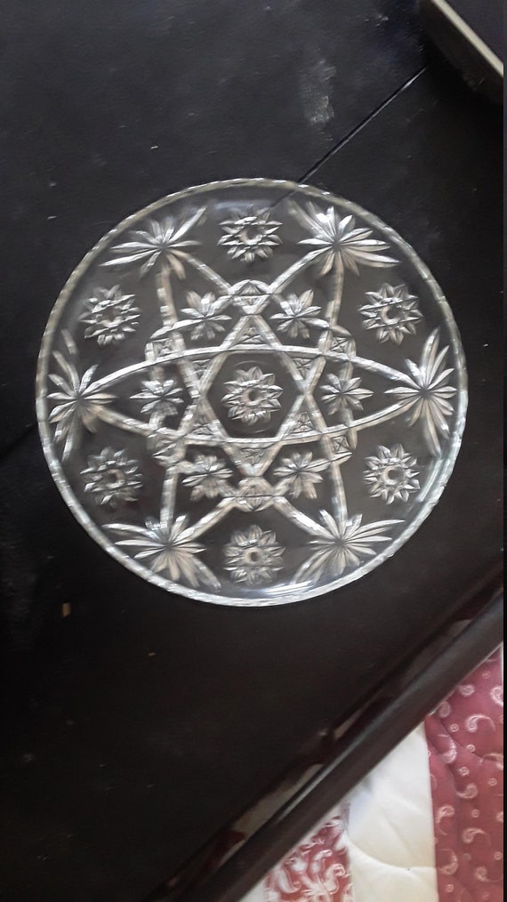 American Brilliant Cut Glass / Crystal Plate Etsy