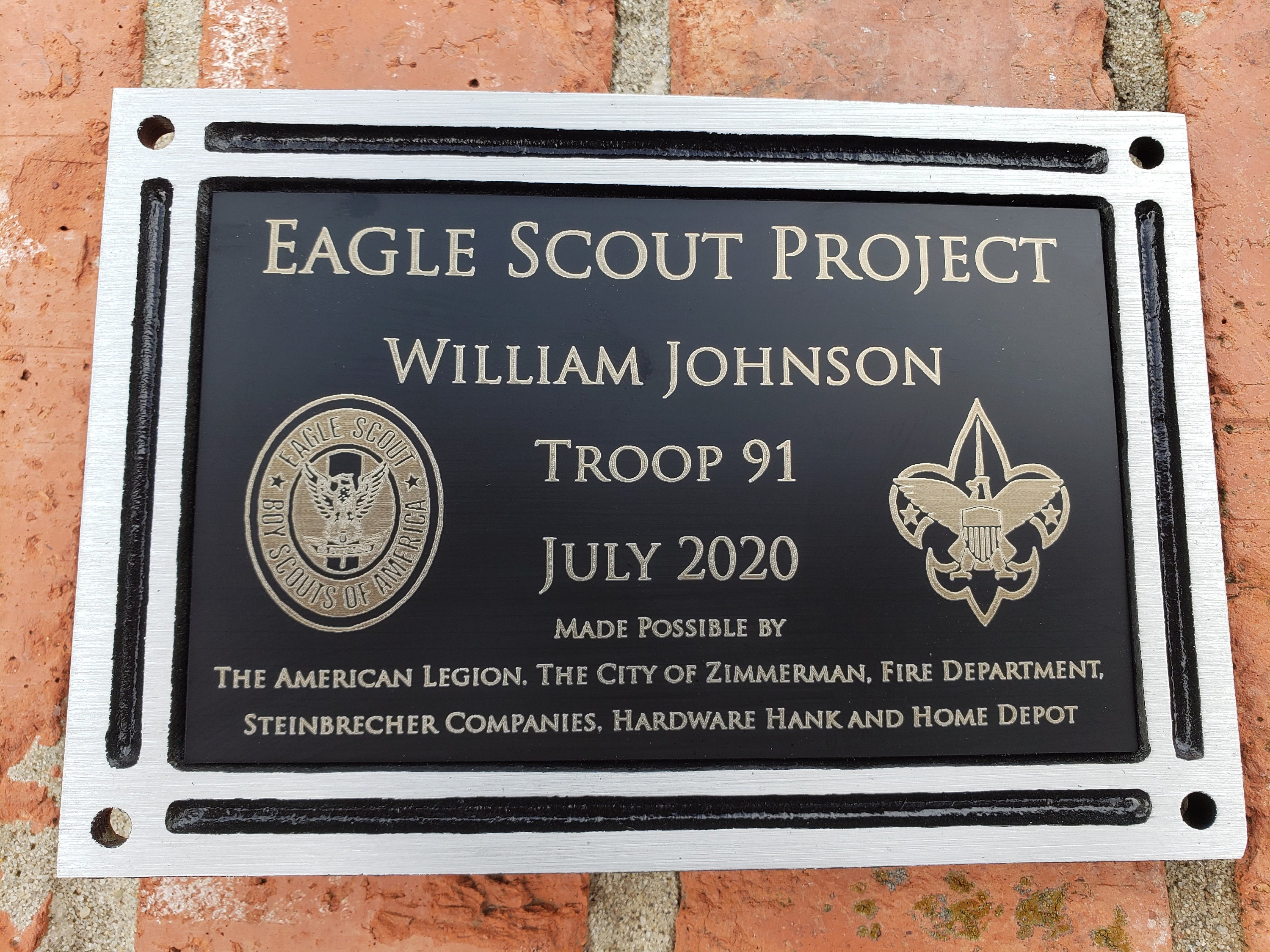 Personalized Engraved Eagle Scout Plaque Black Outdoor Plaque Etsy